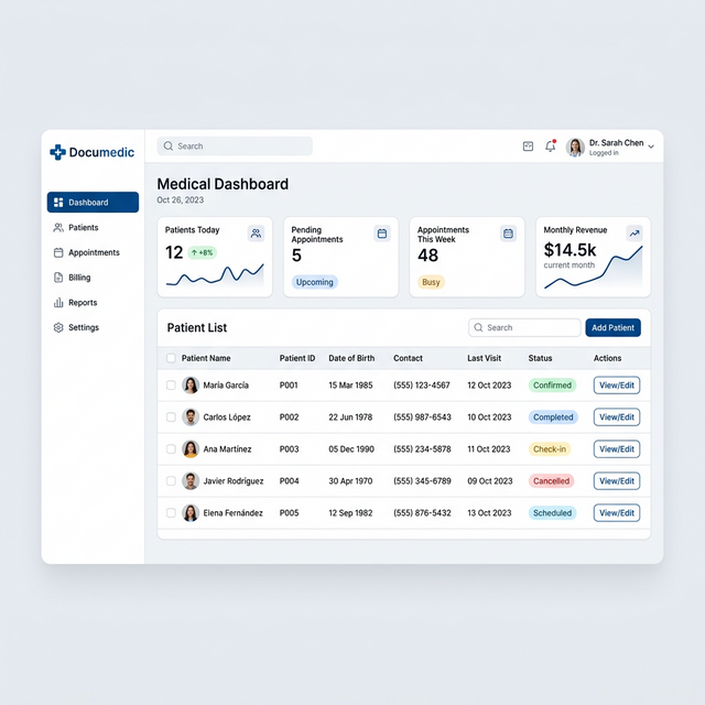 Panel de control de Documedic